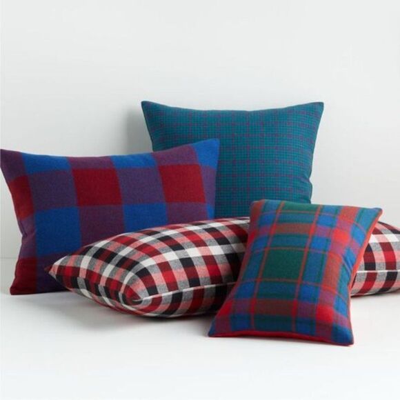 Crate and Barrel FINN 36" x 16" PILLOW COVER- Plaid-Red/Black/Ivory - Picture 3 of 8